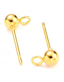 Pin para aretes. Acero inoxidable. Color dorado. Pin 15x17x4 mm. Cierre de silicón. 10 unidades. Pin para aretes. Acero inoxidable. Color dorado. Pin 15x17x4 mm. Cierre de silicón. 10 unidades.