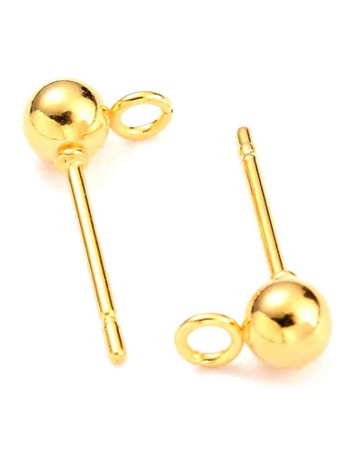 Pin para aretes. Acero inoxidable. Color dorado. Pin 15x17x4 mm. Cierre de silicón. 10 unidades.