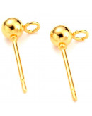 Pin para aretes. Acero inoxidable. Color dorado. Pin 15x17x4 mm. Cierre de silicón. 10 unidades. Pin para aretes. Acero inoxidable. Color dorado. Pin 15x17x4 mm. Cierre de silicón. 10 unidades.
