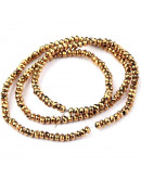 Rondelle faceteado. 3x2 mm. GOLDEN PLATED. 1 mm perforación. 150 uds hilo (aproximado).