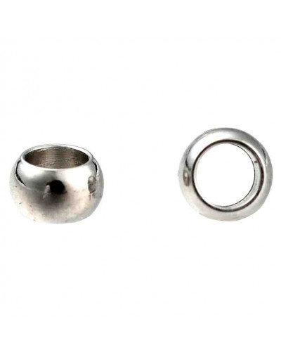 Crimp beads. Acero inoxidable. Color plateado. 2,5x1,5 mm. 1.50 mm agujero. 20 unidades