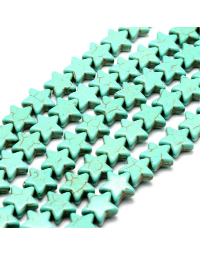 Howlite. Estrellas. Dark Cyan. 11,5x11,5x4,5 milímetros. 1 mm perforación. 40 unidades hilo (aprox).