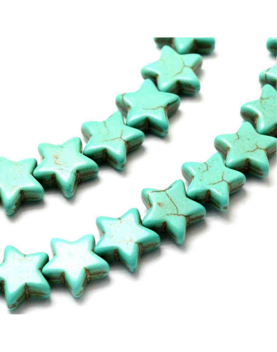 Howlite. Estrellas. Dark Cyan. 11,5x11,5x4,5 milímetros. 1 mm perforación. 40 unidades hilo (aprox).