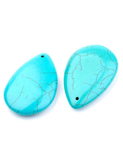 Howlite. Gota. 53x34x10 milímetros. 2 mm perforación. 1 unidad.