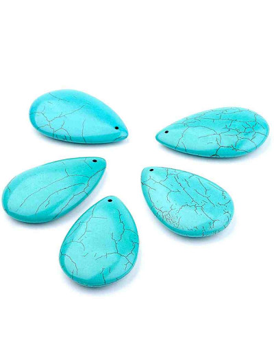 Howlite. Gota. 53x34x10 milímetros. 2 mm perforación. 1 unidad.