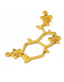 Molécula. Acero inoxidable. Color dorado. 19x35x1 milímetros. 1,2 mm perforación. 1 unidad.