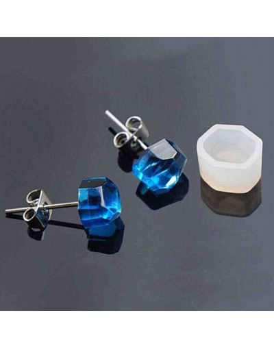 Moldes de silicona. Para resina. Aretes (1): Hexágono. 8x9x6 milímetros. 2 unidades.