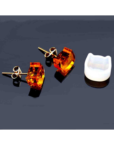 Moldes de silicona. Para resina. Aretes (2): Gato. 9x10x5 milímetros. 2 unidades.