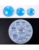 Moldes de silicona. Para resina. Cabujones redondos faceteados. 10 tamaños. 96 mm diámetro. 1 ud. Moldes de silicona. Para resina. Cabujones redondos faceteados. 10 tamaños. 96 mm diámetro. 1 ud.