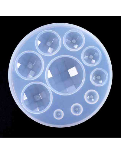 Moldes de silicona. Para resina. Cabujones redondos faceteados. 10 tamaños. 96 mm diámetro. 1 ud.
