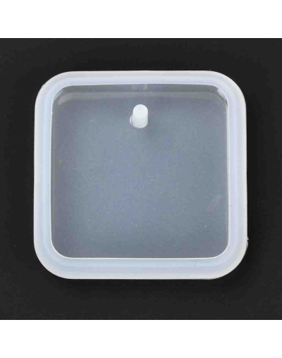 Moldes de silicona. Para resina. Cuadrado. 42x42x7,5 milímetros. 3 mm perforación. 1 unidad.