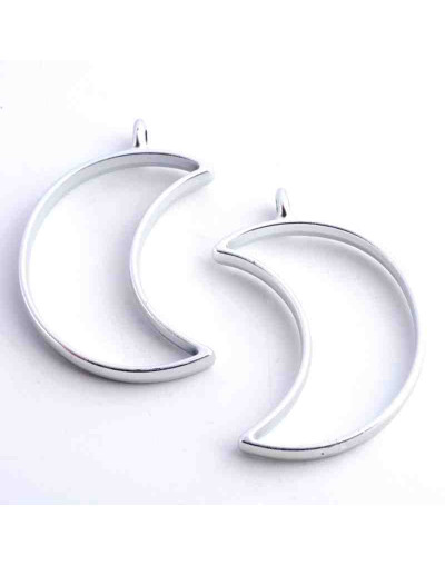 Luna. Base para resina. Aleación de cobre. Color plateado. 38x25x3,5 mm. 2,8 mm perforación. 1 ud.