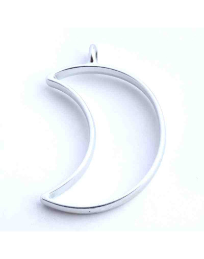 Luna. Base para resina. Aleación de cobre. Color plateado. 38x25x3,5 mm. 2,8 mm perforación. 1 ud.