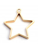 Estrella. Base para resina. Aleación de cobre. Color dorado. 35x33x3,8 mm. 2,8 mm perforación. 1 ud.
