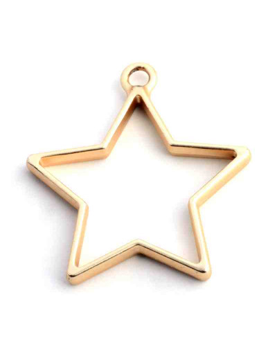 Estrella. Base para resina. Aleación de cobre. Color dorado. 35x33x3,8 mm. 2,8 mm perforación. 1 ud.
