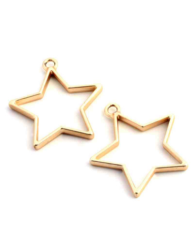 Estrella. Base para resina. Aleación de cobre. Color dorado. 35x33x3,8 mm. 2,8 mm perforación. 1 ud.
