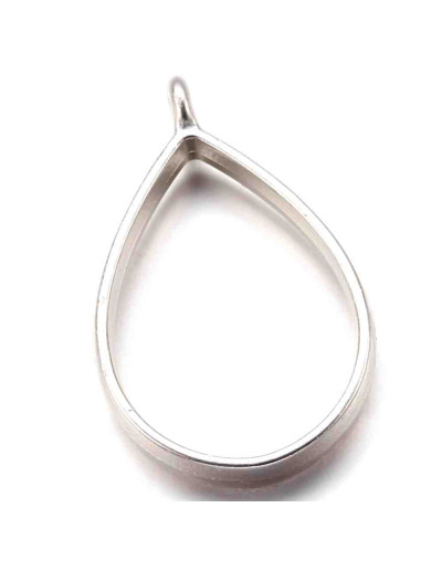 Gota. Base para resina. Aleación de cobre. Color plateado. 34x20x3,8 mm. 2,8 mm perforación. 1 ud.