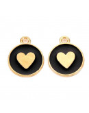Corazón. Aleación de cobre y esmalte. Color negro. 16x13x2 milímetros. 1,6 mm perforación. 4 uds. Corazón. Aleación de cobre y esmalte. Color negro. 16x13x2 milímetros. 1,6 mm perforación. 4 uds.