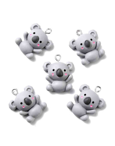 Oso. Resina+Aleación de cobre. Color plateado. 25x21x9 milímetros. 2 mm perforación. 2 uds.