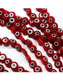 Ojo turco. Moneda. Color rojo. 8x4 milímetros. 1 mm perforación. 45 uds hilo (aproximado). Ojo turco. Moneda. Color rojo. 8x4 milímetros. 1 mm perforación. 45 uds hilo (aproximado).