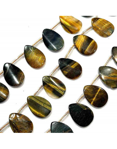 Ojo de Tigre. Pétalo. 13x18x4 milímetros. 1 milímetro perforación. 2 unidades.