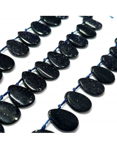 Aventurina Azul. Pétalo. 13x18x4 milímetros. 1 milímetro perforación. 2 unidades.