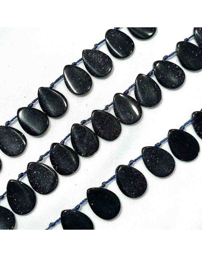 Aventurina Azul. Pétalo. 13x18x4 milímetros. 1 milímetro perforación. 2 unidades.