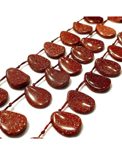 Aventurina Café. Pétalo. 13x18x4 milímetros. 1 milímetro perforación. 2 unidades.