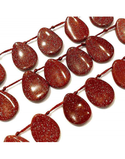 Aventurina Café. Pétalo. 13x18x4 milímetros. 1 milímetro perforación. 2 unidades.