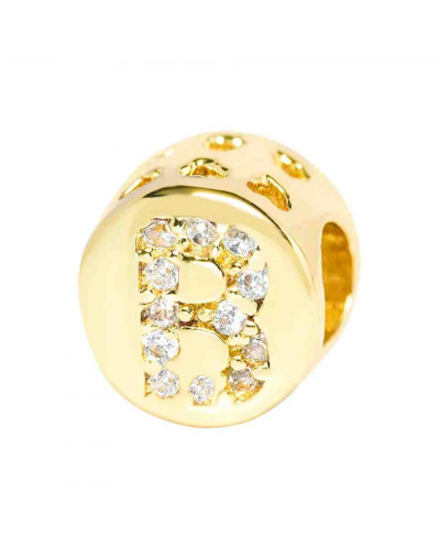 Letra "B". Moneda. Aleación+Zirconia. 7,3 milímetros diámetro. 3,2 mm perforación. 1 unidad.