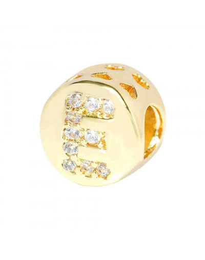 Letra "E". Moneda. Aleación+Zirconia. 7,3 milímetros diámetro. 3,2 mm perforación. 1 unidad.