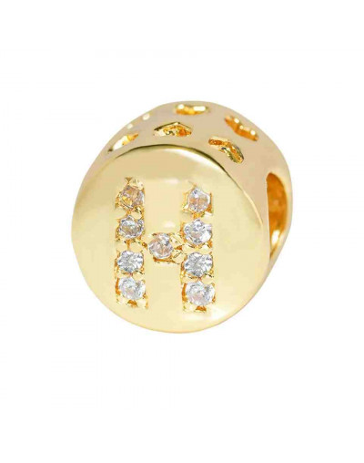 Letra "H". Moneda. Aleación+Zirconia. 7,3 milímetros diámetro. 3,2 mm perforación. 1 unidad.