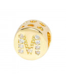 Letra "M". Moneda. Aleación+Zirconia. 7,3 milímetros diámetro. 3,2 mm perforación. 1 unidad. Letra "M". Moneda. Aleación+Zirconia. 7,3 milímetros diámetro. 3,2 mm perforación. 1 unidad.