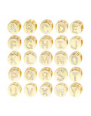 Letra "N". Moneda. Aleación+Zirconia. 7,3 milímetros diámetro. 3,2 mm perforación. 1 unidad. Letra "N". Moneda. Aleación+Zirconia. 7,3 milímetros diámetro. 3,2 mm perforación. 1 unidad.