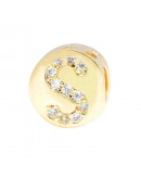 Letra "S". Moneda. Aleación+Zirconia. 7,3 milímetros diámetro. 3,2 mm perforación. 1 unidad.