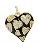 Corazón (7). Aleación+Zirconia+Esmalte. Baño 18KGold. Color negro. 16x17 mm. 5 mm arandela. 1 ud. Corazón (7). Aleación+Zirconia+Esmalte. Baño 18KGold. Color negro. 16x17 mm. 5 mm arandela. 1 ud.
