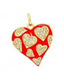 Corazón (7). Aleación+Zirconia+Esmalte. Baño 18KGold. Color rojo. 16x17 mm. 5 mm arandela. 1 ud. Corazón (7). Aleación+Zirconia+Esmalte. Baño 18KGold. Color rojo. 16x17 mm. 5 mm arandela. 1 ud.