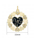 Corazón (8). Aleación+Zirconia+Esmalte. Baño 18KGold. Negro. 22 mm diámetro. 5 mm arandela. 1 ud. Corazón (8). Aleación+Zirconia+Esmalte. Baño 18KGold. Negro. 22 mm diámetro. 5 mm arandela. 1 ud.