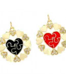 Corazón (8). Aleación+Zirconia+Esmalte. Baño 18KGold. Negro. 22 mm diámetro. 5 mm arandela. 1 ud. Corazón (8). Aleación+Zirconia+Esmalte. Baño 18KGold. Negro. 22 mm diámetro. 5 mm arandela. 1 ud.
