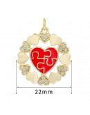Corazón (8). Aleación+Zirconia+Esmalte. Baño 18KGold. Rojo. 22 mm diámetro. 5 mm arandela. 1 ud. Corazón (8). Aleación+Zirconia+Esmalte. Baño 18KGold. Rojo. 22 mm diámetro. 5 mm arandela. 1 ud.