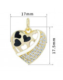 Corazón (9). Aleación+Zirconia+Esmalte. Baño 18KGold. Color negro. 18x17 mm. 5 mm arandela. 1 ud. Corazón (9). Aleación+Zirconia+Esmalte. Baño 18KGold. Color negro. 18x17 mm. 5 mm arandela. 1 ud.