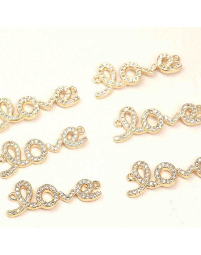 Love. Aleación+Zirconia. Baño 18KGold. 27x6 milímetros. 2 mm perforación. 1 unidad.
