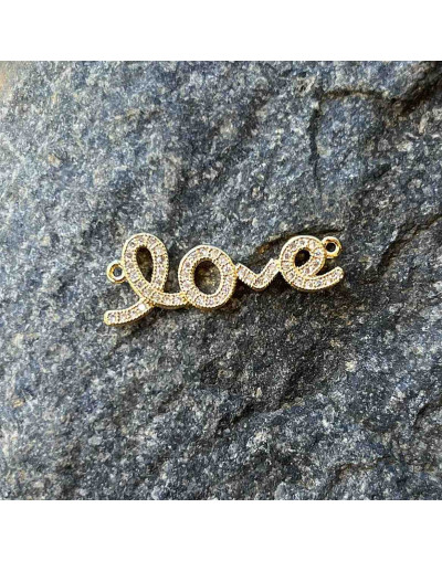 Love. Aleación+Zirconia. Baño 18KGold. 27x6 milímetros. 2 mm perforación. 1 unidad.