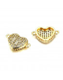 Corazón. Aleación+Zirconia. Baño 18KGold. 11x11 milímetros. 2 mm perforación. 1 unidad. Corazón. Aleación+Zirconia. Baño 18KGold. 11x11 milímetros. 2 mm perforación. 1 unidad.