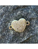 Corazón. Aleación+Zirconia. Baño 18KGold. 11x11 milímetros. 2 mm perforación. 1 unidad. Corazón. Aleación+Zirconia. Baño 18KGold. 11x11 milímetros. 2 mm perforación. 1 unidad.