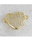 Corazón. Aleación+Zirconia. Baño 18KGold. 11x11 milímetros. 2 mm perforación. 1 unidad. Corazón. Aleación+Zirconia. Baño 18KGold. 11x11 milímetros. 2 mm perforación. 1 unidad.