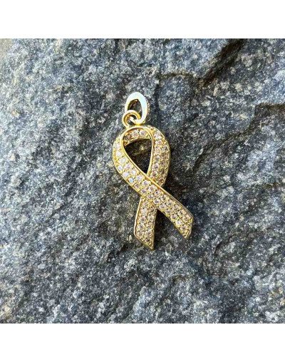 Lucha contra el cáncer. Aleación+Zirconia. Baño 18KGold. 27x12 milímetros. 5x3 mm cierre. 1 unidad.