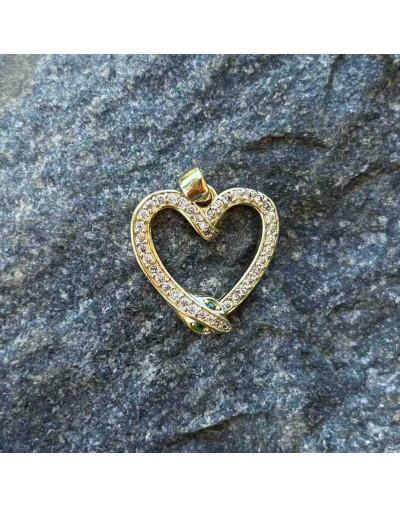Serpiente+Corazón. Aleación+Zirconia. Baño 18KGold. 22x21 milímetros. 5x3 mm cierre. 1 unidad.