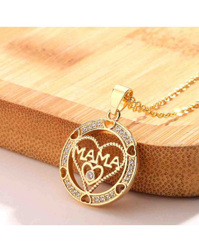 Corazón+Mamá. Aleación+Zirconia. Baño 18KGold. 18 mm diámetro. 5 mm arandela. 1 unidad.