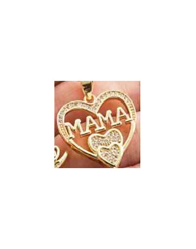 Corazón+Mamá (2). Aleación+Zirconia. Baño 18KGold. 20x19 milímetros. 5x3 mm cierre. 1 unidad.